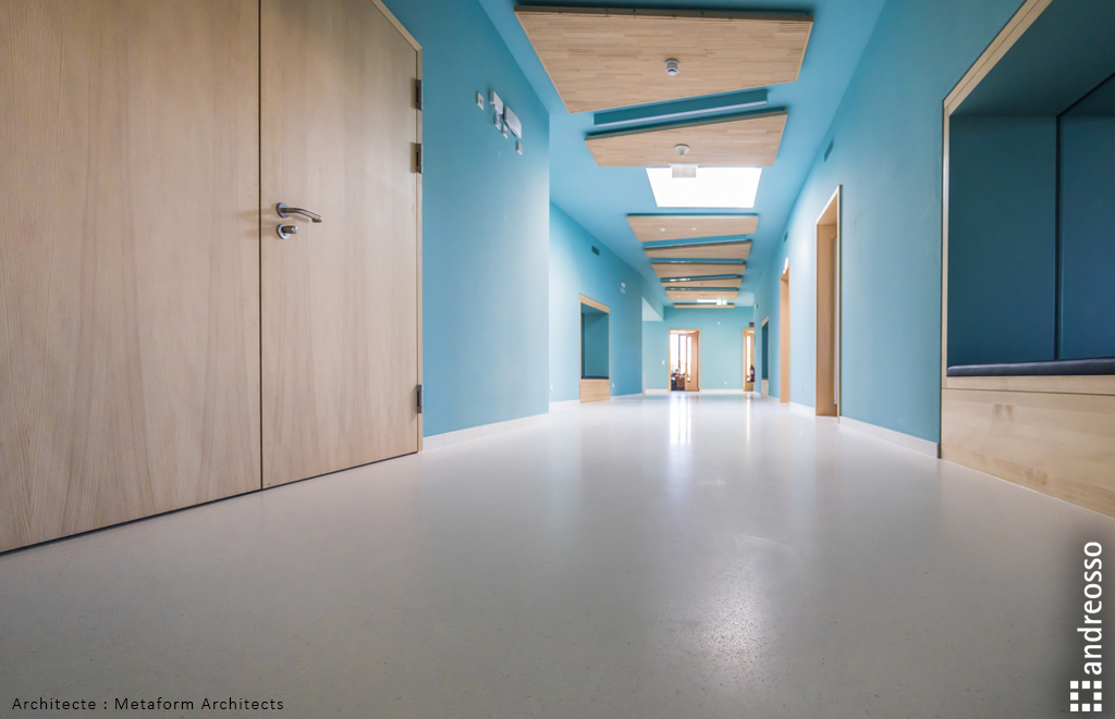 Campus Berchem – couloir en terrazzo andreosso