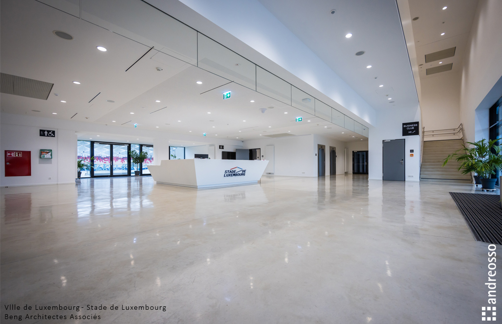 hall entrée – stade de luxembourg – chape industrielle